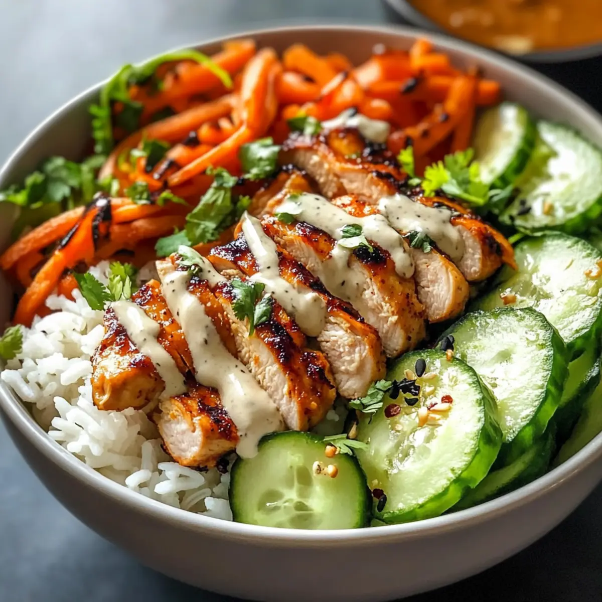 Würzige Hähnchen Bowl mit cremiger Soße erleben